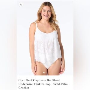 Coco Reef Bra Sized 38DD White Crochet Tankini Swim Top